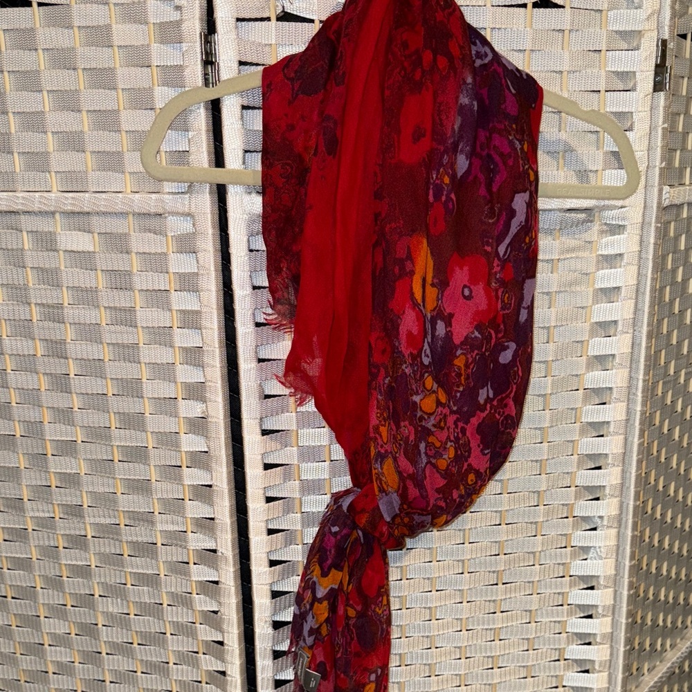 Johnston & Murphy Red and Purple Floral Scarf